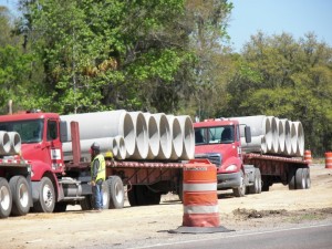 Drainage pipe ready for unloading - March 2017