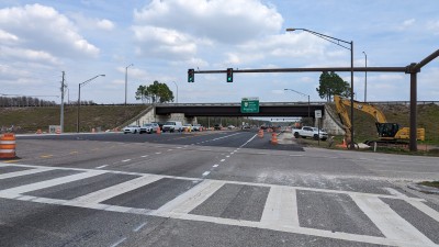 Recently completed pavement on SR 52 under the Suncoast Parkway (3/3/2023 photo)