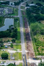 Looking northwest over US 41 approaching Mossy Timber Blvd. with clearing work on the east side (5/6/2021 photo)