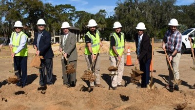 After the official "shovels in the ground" ceremony, FDOT and contractor staff turn a little dirt (11-30-2023 photo)