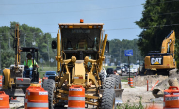 Construction work on the west side of US 19 near Green Acres Street on August 4, 2020.