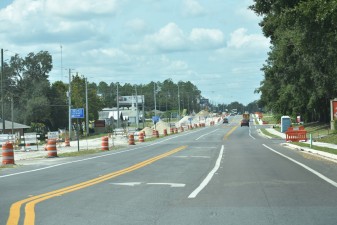 Looking west on SR 54 at construction of new eastbound lanes on the south side of the corridor (10/11/2022 photo)