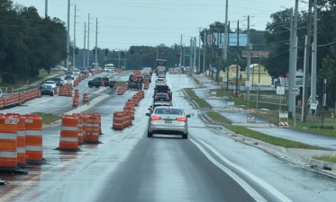 Looking east on SR 54 approaching Morris Bridge Rd / Eiland Blvd - getting close to completing work (8/24/2023 photo)