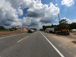 Looking south on US 301 at work for storm water pond construction (7/17/20 photo)