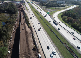 Roadway construction of new SR 60 entrance ramp onto northbound I-75 (2/3/20 photo)