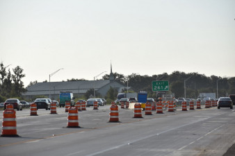 View from side of new Exit 261 after exiting through-lanes of southbound I-75