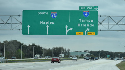 A closer look at the ramp exit point to I-4, which is over one mile north of I-4.