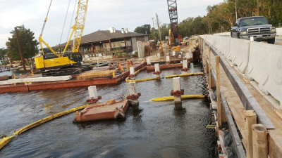 Halls River Bridge Placing Friction Collars on Piers Nov 2018