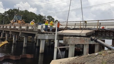 Halls River Bridge Removing Old Bridge Deck August 2018