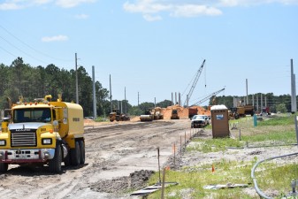 Looking west at Overpass Road reconstruction on the east side of I-75 (7/26/2021 photo)