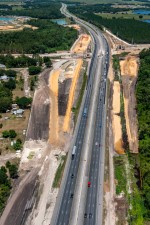 Looking north over I-75 at new interchange construction at Overpass Road (5/14/2021 photo)