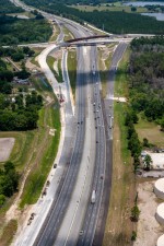 Looking north over I-75 at construction of the new Overpass Road interchange (5/17/2022 photo)