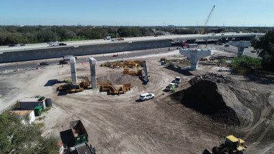 Columns for flyover bridges have been built at US 19 and Bryan Dairy Road (2/3/20 photo)