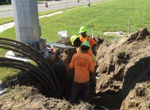 Installing conduit for traffic signals at Clinton Avenue and Prospect Road (8/23/2022 photo)