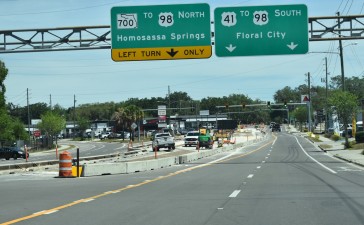 Work in the median of US 41 (S Broad St.) at Ponce de Leon Blvd. where the trail will cross (4-19-2023 photo)