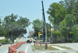 Pedestrian bridge construction over the railroad tracks next to N. Broad Street (5-4-2023 photo)