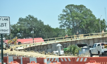 Pedestrian bridge construction at the corner of Cortez Blvd. and Cobb Road (5-4-2023 photo)