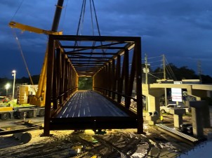 Swinging the truss for pedestrian bridge towards Cortez Boulevard (5-25-2023 photo)