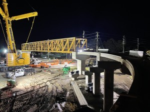 The steel pedestrian bridge is connected to ramps on each side of Cortez Blvd. (5-25-2023 photo)