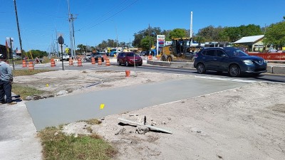 Alt US 19 (Palm Harbor Blvd) Roundabout at Florida Avenue (March 2023)