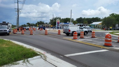 Alt US 19 (Palm Harbor Blvd) Roundabout at Florida Avenue (June 2023)