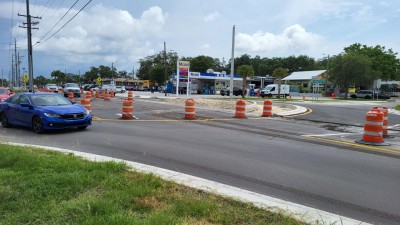 Alt US 19 (Palm Harbor Blvd) Roundabout at Florida Avenue (June 2023)