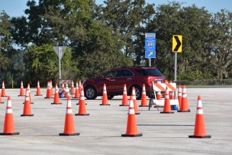 Public visitors drive through the test-track roundabout (10/13/2021 photo)