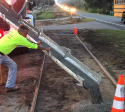 Pouring concrete for a new sidewalk (October 16, 2020 photo)