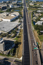 Looking west at I-275  between West Shore Boulevard (bottom) and SR 60 (top). Northbound I-275 is on the left. (October 15, 2020 photo)