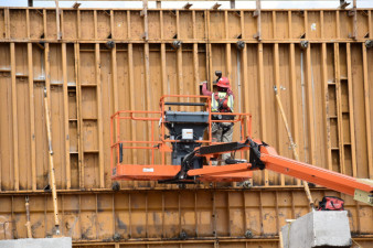 Form work for a noise barrier wall along northbound I-275 (3/16/20 photo)