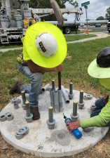 Preparing the base of a foundation to install a signal pole (8/17/2022 photo)