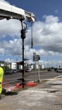 Auger for light pole base (June 2026 photo)