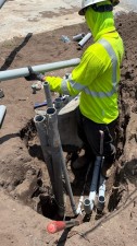 Installing conduits for light pole base (June 2026 photo)
