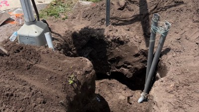 Post soft dig hole for light pole (May 2026 photo)