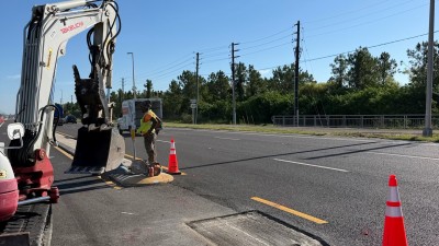 Removed 1-inch of existing asphalt pavement in the median (June 2026 photo)