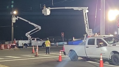 Pulling traffic light cable (September 2026 photo)