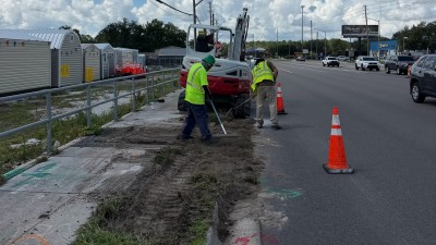 Removed existing curb and gutter (August 2026 photo)