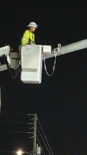 Cable work in southbound mast arm (February 2026 photo)