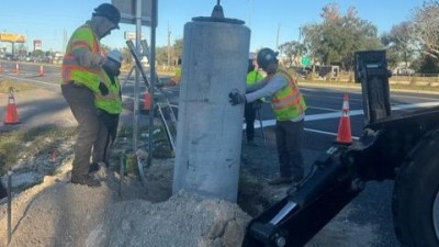 Excavating for light pole base (January 2026 photo)