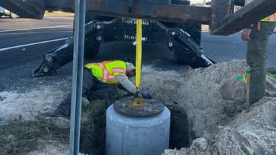 Excavating for light pole base (January 2026 photo)