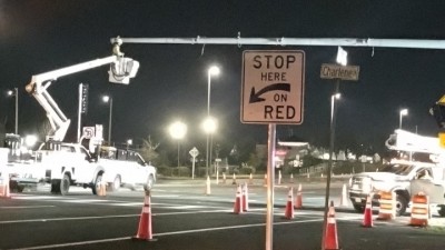 Resetting southbound stoplights (February 2026 photo)