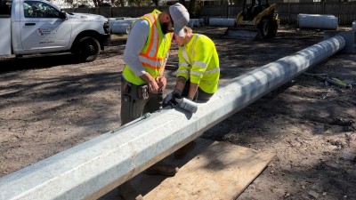 Assembling the mast arm (February 2026 photo)