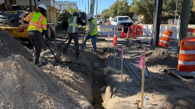 Backfilling conduit runs at SW corner of Nebraska Avenue and E 124th Avenue (January 2026 Photo)
