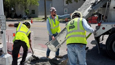 Pouring raised concrete areas (March 2026 photo)