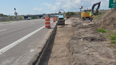 Compaction for westbound right turn lane (March 2026 photo)