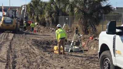 Verifying pipe elevation (January 2026 photo)