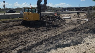 Grading for the westbound right turn lane (March 2026 photo)