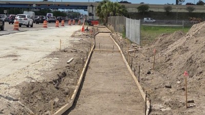 Sidewalk is formed and graded on Benjamin Road (April 2026 photo)