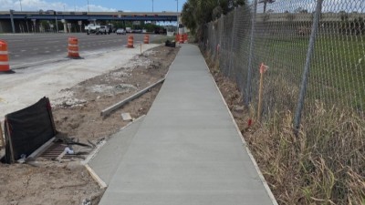 Westbound sidewalk completed on Benjamin Road (April 2026 photo)
