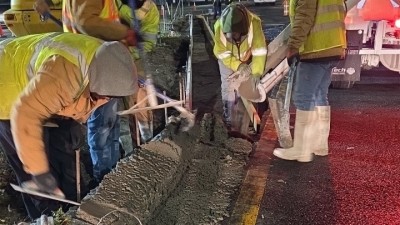 Looking north on US 19 as crews place concrete (February 2026 photo)